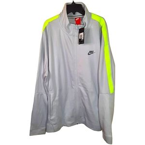 NWT Nike Sportswear Mens N98 Tribute Full Zip Track Jacket LIGHT GREY NEON VOLT